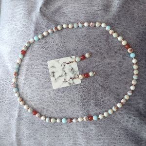 Mixed media stretch necklace & earrings